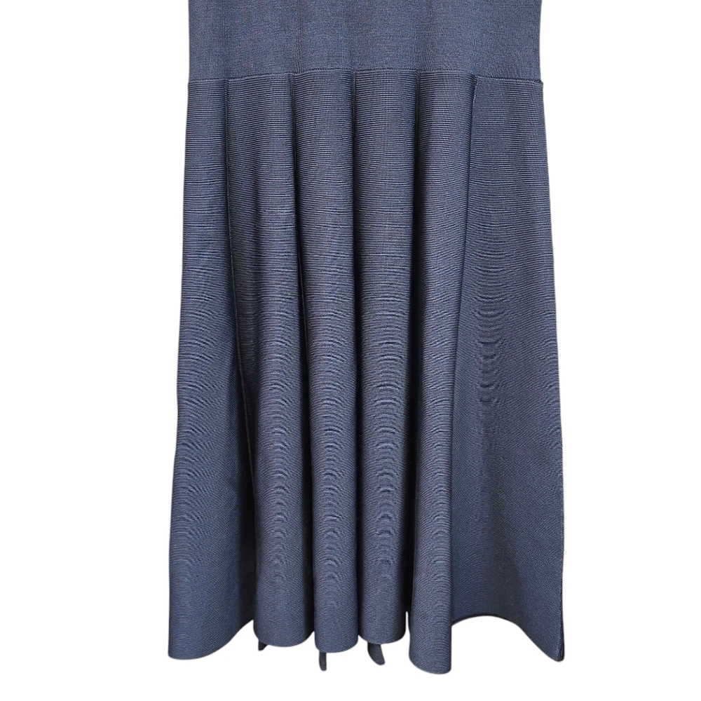 Parker Navy Blue Sleeveless Fit & Flare Stretch Knit Skater Mini Dress Size Lg. - Picture 3 of 10